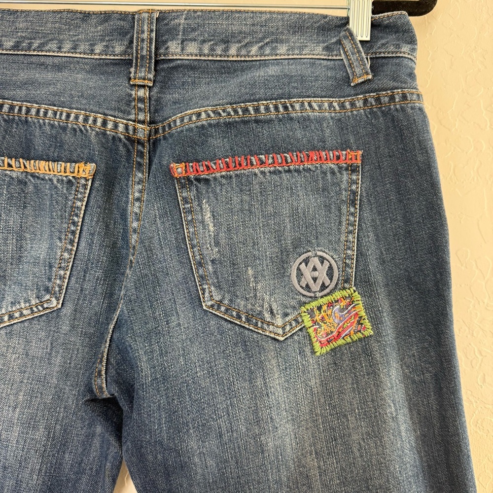 CAbi Patchwork Boyfriend Cropped Jeans Denim Pant Boho Indie Colorful Art Sz 4 - Picture 7 of 7